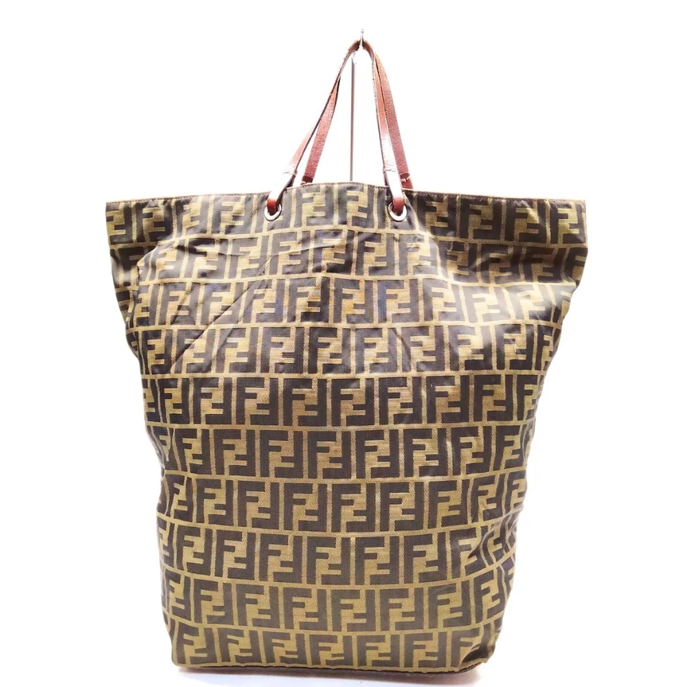 Fendi Brown Zucca Nylon Tall Tote Bag 